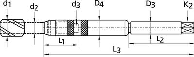 Nástavec na závitníkový vrták vnitřní chlazení h6 rozměr 11-200mm FORTIS