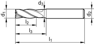 Stopková fréza dílenská norma tvrdokov nano-leštěné řezné hrany zesílené čelní břity HA 3xD 16mm GÜH