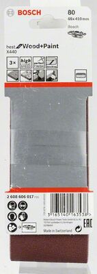 3-dielna súprava brúsnych pásov X440 65 x 410 mm, 80