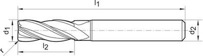 Toroidní fréza dílenská norma tvrdokov TiALN Z4 12mm FORMAT