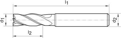 Stopková fréza krátká dílenská norma tvrdokov TiALN stopka HB Z4 4,5mm/D6mm FORMAT