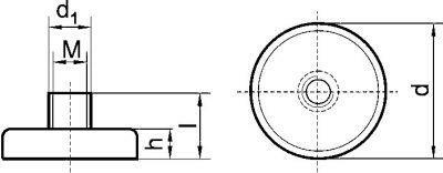 Magnetický plochý chapač NdFeB závit 20x6/ 13mm FORMAT