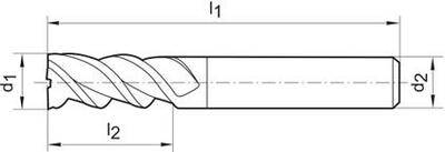 Stopková fréza dílenská norma tvrdokov nano-leštěné řezné hrany zesílené čelní břity HA 5xD 12mm GÜH
