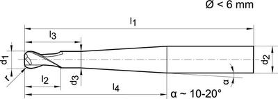 Toroidní fréza extra dlouhá dílenská norma tvrdokov Signum Z2 3/0,5mm GÜHRING