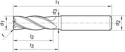 Stopková fréza dlouhá DIN6527 tvrdokov FIRE stopka HA Z4 12/2mm GÜHRING