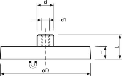 Magnetický plochý chapač 66mm s pouzdrem M8/pryž FORMAT