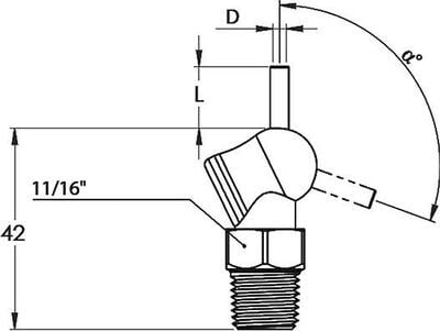 Vysokotlaká tryska XW pro hadice na chladivo 1/8" 70bar Ø1,6x12,7mm šedá LOC-LINE