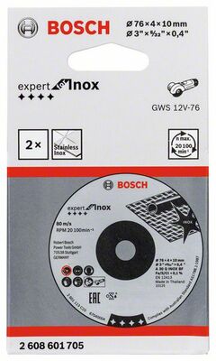 Expert for INOX 2 ks. × 76 × 4 × 10 mm – brúsny kotúč A 30 Q INOX BF; 76mm; 4mm;