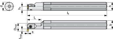 Svěrací držák na upichovací nůž vnitřní A25S-GGFR 0413