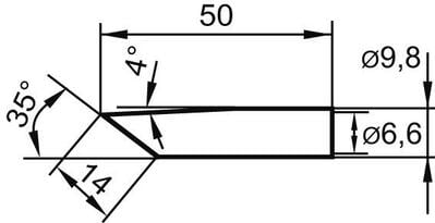 Letovací hrot, zkosený 35° 0832LDLF 17mm Ersa