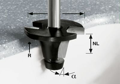 Zaobľovacia vydutá fréza HW R6.35/25/6° ss S12