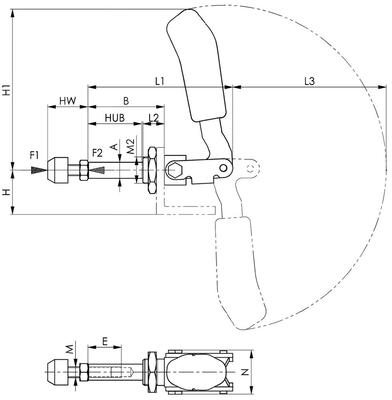 Upínka s přítlačným pístem rozměr 3 krátká konstrukce AMF
