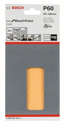 Brúsny list C470, 10-kusové balenie 93 x 186 mm, 60