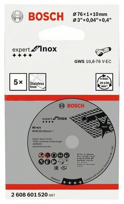 Rezací kotúč Expert for Inox A 60 R INOX BF; 76 mm; 1 mm; 10 mm