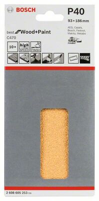 Brúsny list C470, 10-kusové balenie 93 x 186 mm, 40